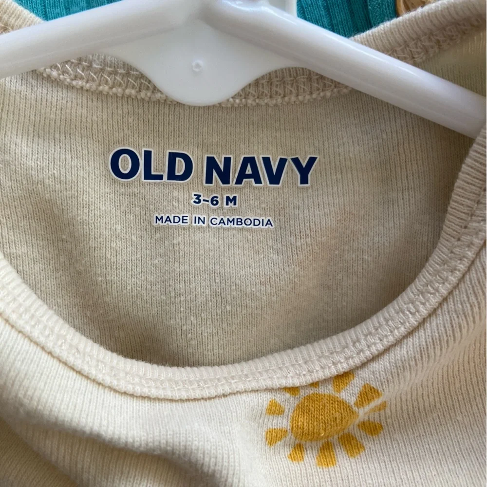 Old Navy Sun 3-6m Short Sleeve Onesie Yellow Tan Summer